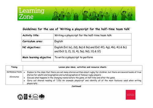 Writing a playscript for the half-time team talk