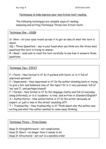 Techniques Crib Sheet