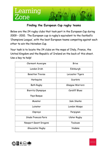 Finding the European Cup rugby teams