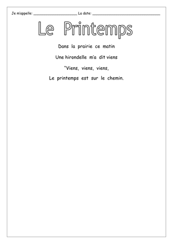 Le Printemps poem | Teaching Resources