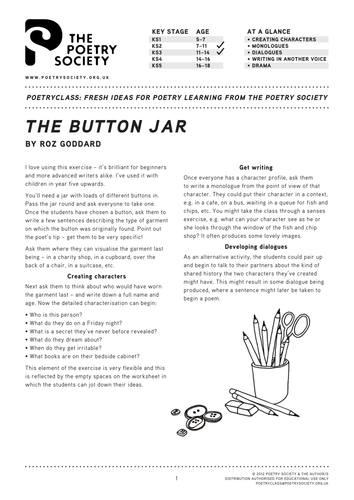 The Button Jar: poems and character by Roz Goddard