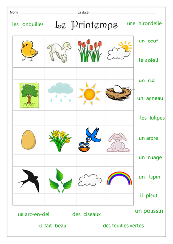 worksheets vocabulary pre k by Resources Le  Printemps   Tes  Teaching labellaroma