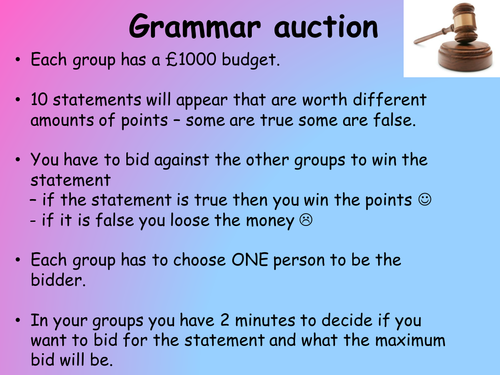 Revision grammar auction game
