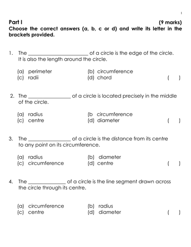KS2 Quiz (Circles)