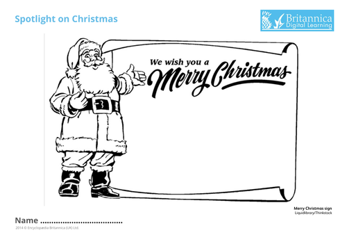 merry christmas sign colouring sheet  teaching resources