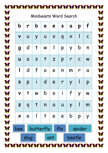 Minibeasts Word Search