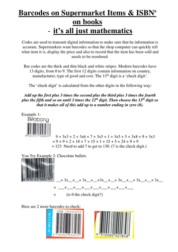 Supermarket Barcodes & ISBN book numbers