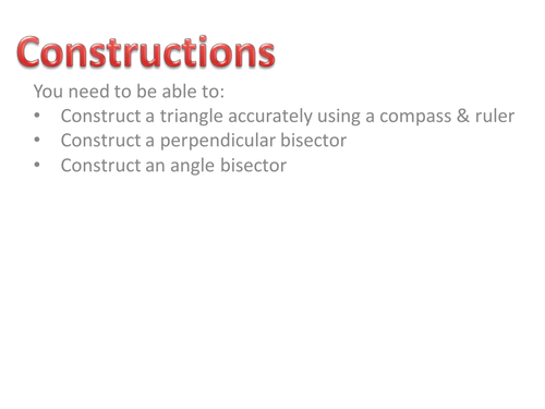 Constructions - worksheet + slides to do examples