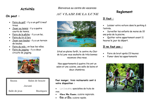 Au centre de vacances