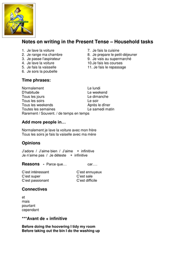 Household chores - Present Tense revision