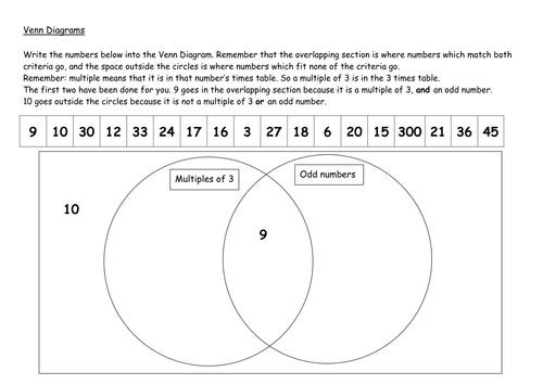 Venn diagrams worksheet | Teaching Resources