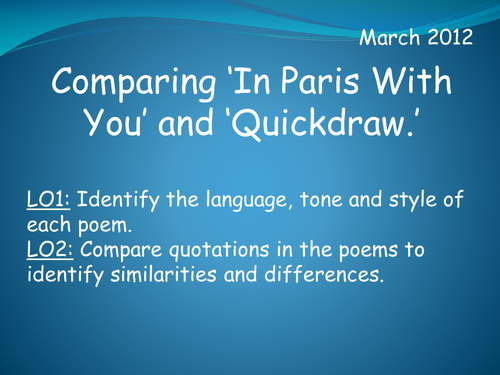 Comparing 'In Paris With You' and 'Quickdraw'