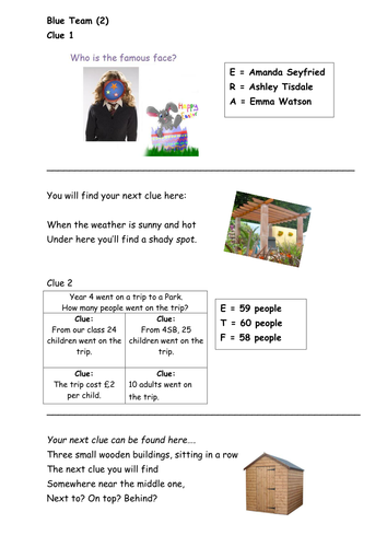 Easter Egg Hunt Maths Problems To Solve Teaching Resources