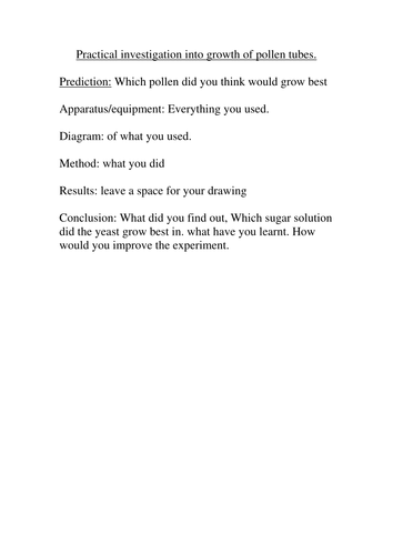 investigation into growth of pollen tubes