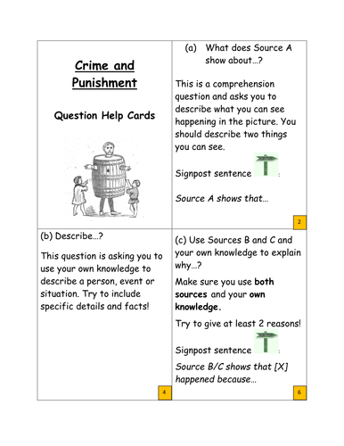 Crime and Punishment Revision Help Cards