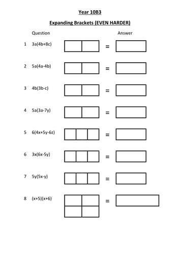 Expanding brackets differentiated worksheets