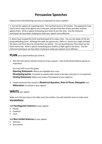 steps in writing persuasive speech