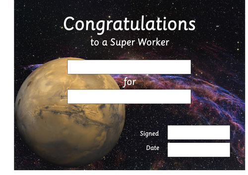 Space themed certificates