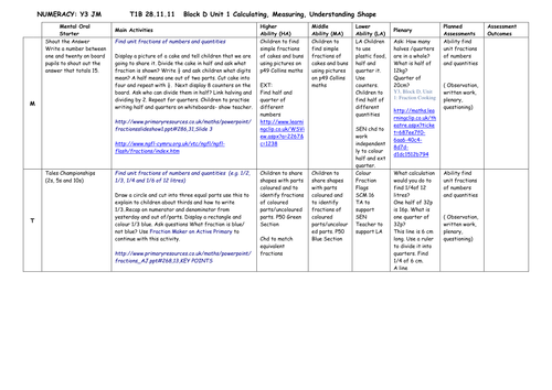 Block D Unit 1 Y 3 planning | Teaching Resources