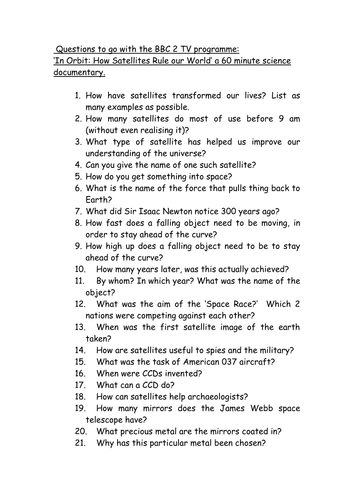 In Orbit : how satellites rule our world | Teaching Resources