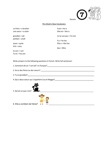 Teaching homework sheets picture