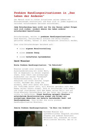 Prekäre Handlungssituationen - Leben der Anderen