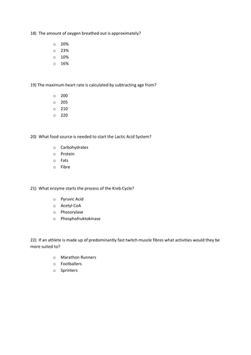 Mock Exam Anatomy Physiology Teaching Resources