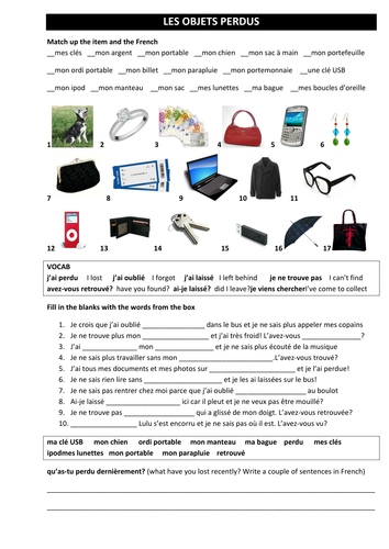 les objets trouvés - lost property in French