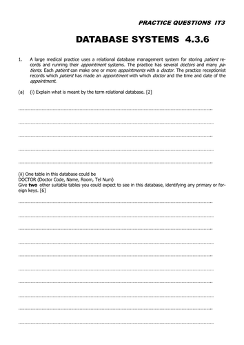 Database Systems: Specification Requirements