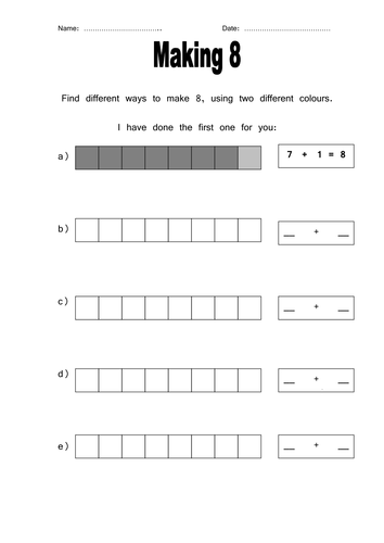 Number bonds to eight