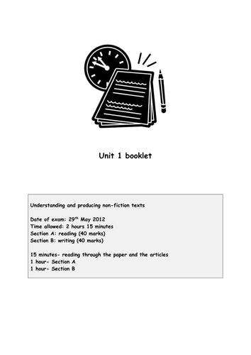 Unit one revision booklet