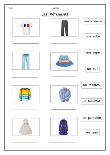 Les Vêtements vocab