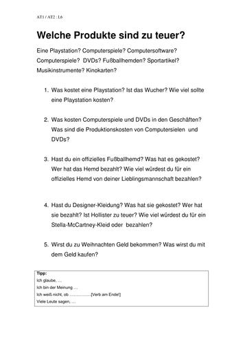 Diskussionsfragen: Welche Produkte sind zu teuer?