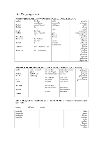 German Verbs - Past, Present and Future