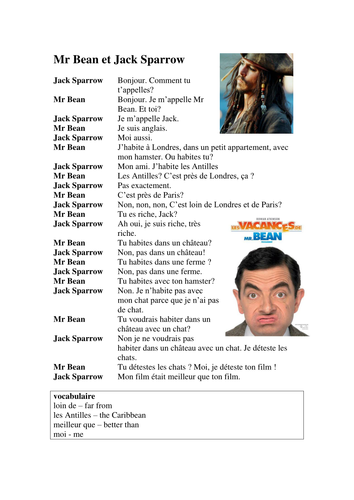 DIALOGUE entre Mr Bean et Jack Sparrow