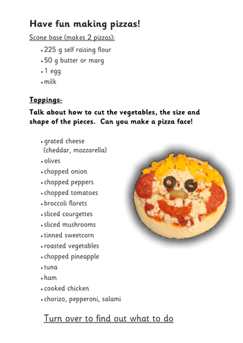 Pizza recipe (to share with families)