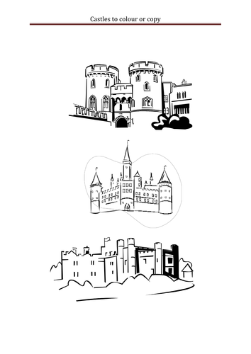 Castles to colour or copy