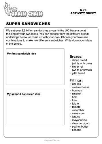 Fun with flour Lesson 2: Super Sandwiches