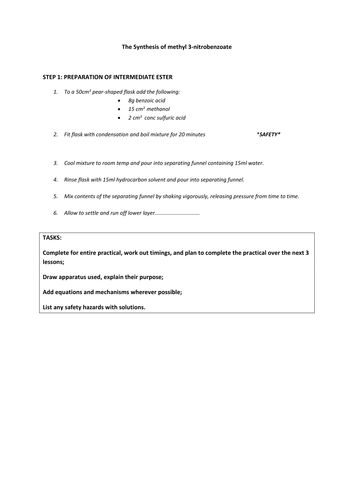 The Synthesis of methyl 3-nitrobenzoate