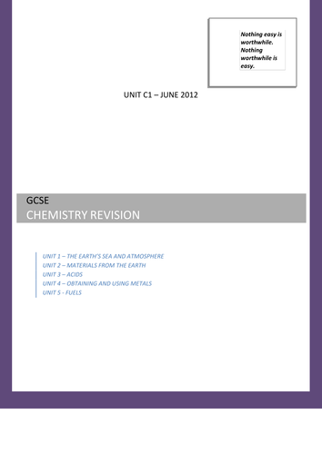 revision booklet for C1 topics 1 and 2