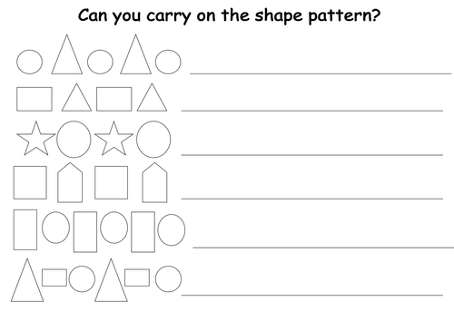 Continue the patterns worksheet by - UK Teaching Resources - TES
