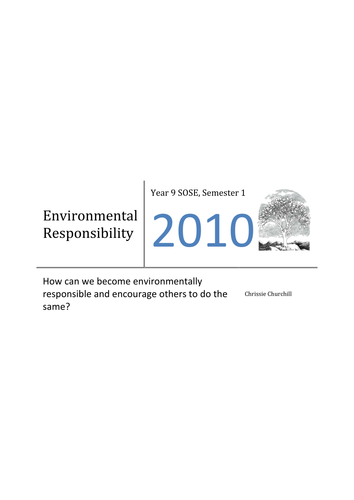 Environmental Responsibility: Unit Outline