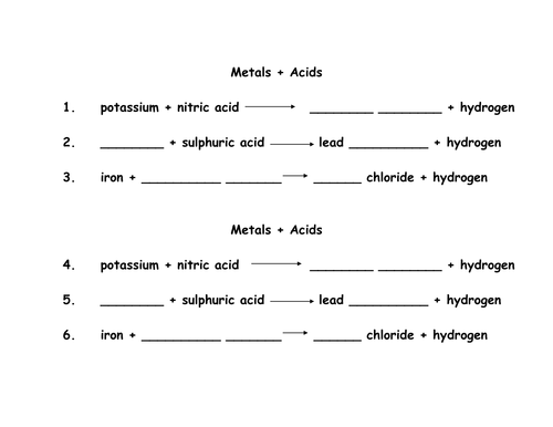 Low ability acid reaction fill in sheet