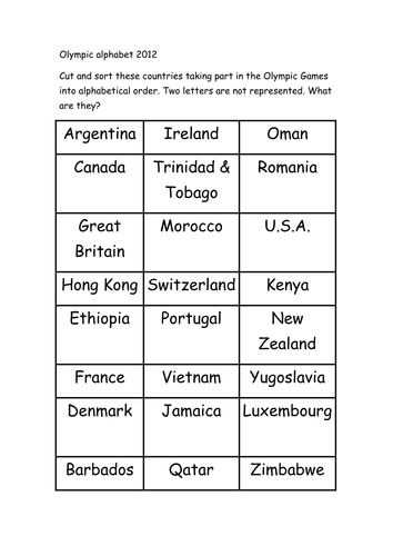 Olympic alphabet 2012
