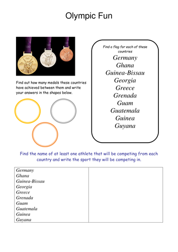 Olympic Fun Countries beginning with G