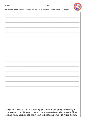 The Box - Story Endings Creative Writing Sheets | Teaching Resources