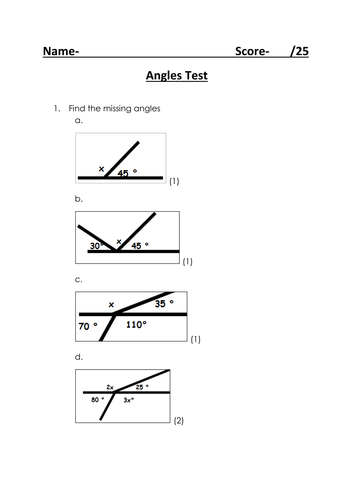 KS3 Missing Angles test