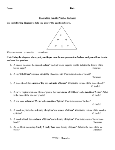 Density By Honours2 Teaching Resources Tes