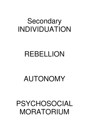 Adolescence Key Words