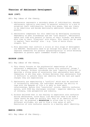 AO1 adolescent Answer